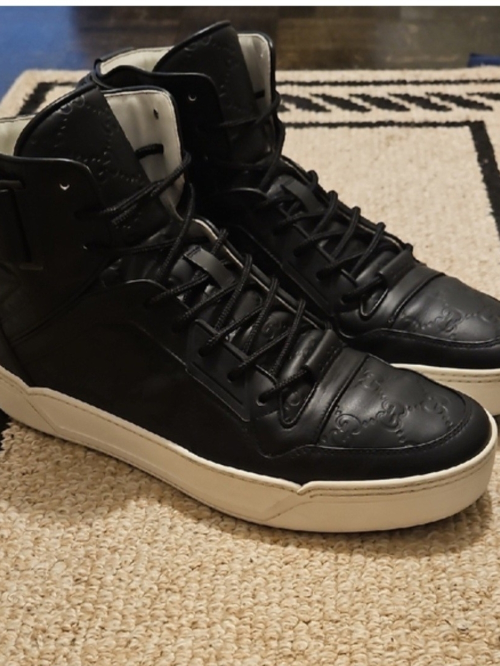 Gucci Black High-Top Sneakers with White Sole